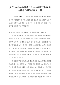 关于2023年学习第三次中央新疆工作座谈会精神心得体会范文3篇