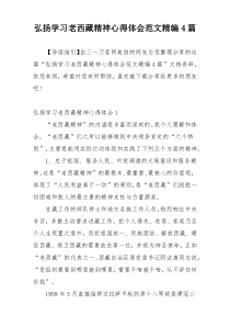 弘扬学习老西藏精神心得体会范文精编4篇