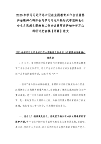 2023年学习习近平总书记在主题教育工作会议重要讲话精神心得体会与学习习近平新时代中国特色社会主