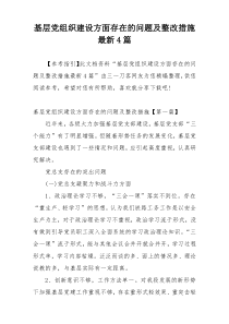 基层党组织建设方面存在的问题及整改措施最新4篇