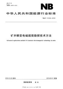 NBT 10126-2018 矿井瞬变电磁超前勘探技术方法 