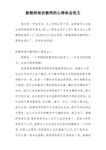 新教师培训教师的心得体会范文