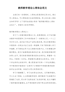 教师教学理论心得体会范文