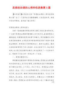 思想政治课的心得和收获集聚5篇