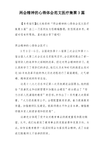 两会精神的心得体会范文医疗集聚3篇