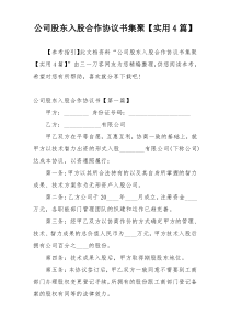 公司股东入股合作协议书集聚【实用4篇】