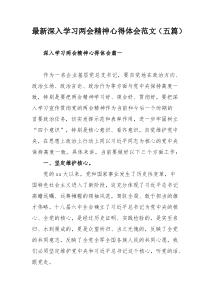 最新深入学习两会精神心得体会范文（五篇）