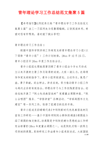 青年理论学习工作总结范文集聚5篇