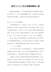 新员工个人工作汇报精辟整理4篇