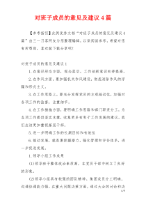 对班子成员的意见及建议4篇