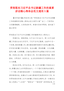 贯彻落实习近平总书记新疆工作的重要讲话稿心得体会范文通用5篇