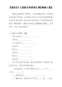 【通用】个人借款合同样例汇聚【精编5篇】