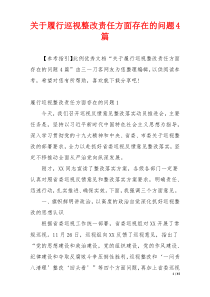 关于履行巡视整改责任方面存在的问题4篇