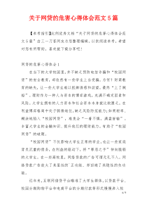 关于网贷的危害心得体会范文5篇