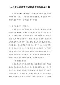 六个带头党委班子对照检查范例精编3篇