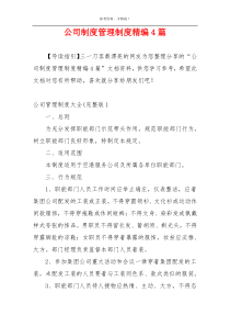 公司制度管理制度精编4篇