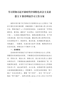 学习贯彻习近平新时代中国特色社会主义思想教育理论学习工作方案三篇