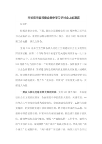 市长在市委常委会集中学习研讨会上的发言