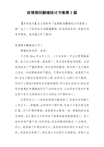 疫情期间翻墙检讨书集聚3篇