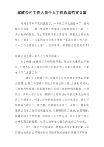 家政公司工作人员个人工作总结范文3篇