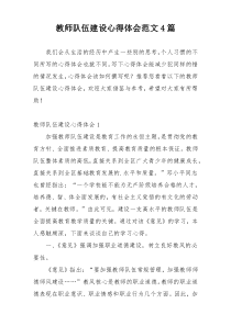 教师队伍建设心得体会范文4篇