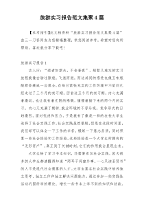 旅游实习报告范文集聚4篇