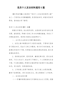 党员个人发言材料通用5篇