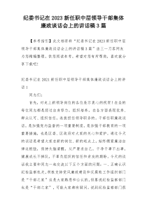 纪委书记在2023新任职中层领导干部集体廉政谈话会上的讲话稿3篇