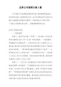 证券公司营销方案3篇