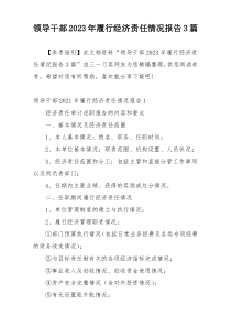 领导干部2023年履行经济责任情况报告3篇