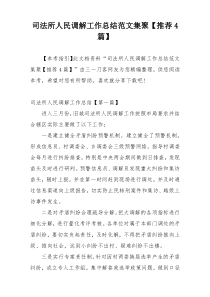 司法所人民调解工作总结范文集聚【推荐4篇】