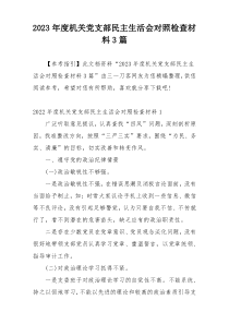 2023年度机关党支部民主生活会对照检查材料3篇