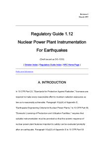 RG1.012 核电厂地震仪表 1997