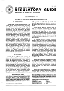 RG1.044 敏感性不锈钢使用的控制 1973