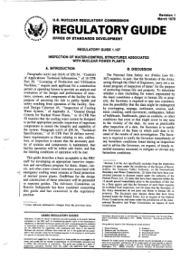 RG1.127 与核电厂相关的水控制结构的检查 1978