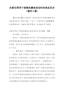 在新任领导干部集体廉政谈话时的表态发言（通用5篇）