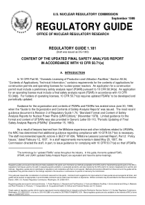 RG1.181 依照10 CFR 50.71(e)升版的的最终安全分析报告的内容 1999