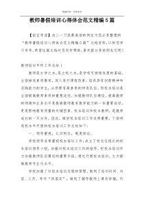 教师暑假培训心得体会范文精编5篇