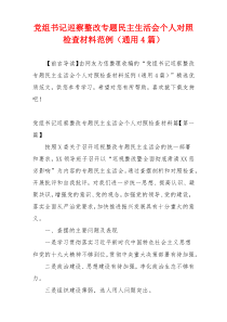 党组书记巡察整改专题民主生活会个人对照检查材料范例（通用4篇）