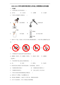 20202021学年沈阳市铁西区九年级上学期期末化学试卷解析