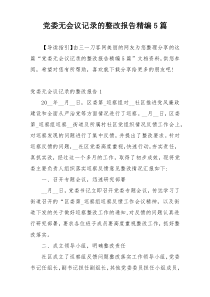 党委无会议记录的整改报告精编5篇