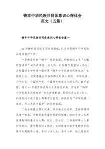 铸牢中华民族共同体意识心得体会范文（五篇）