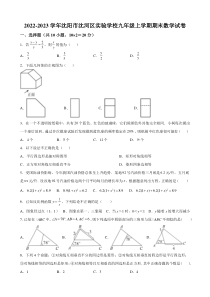 20222023学年沈阳市沈河区实验学校九年级上学期期末数学试卷答案