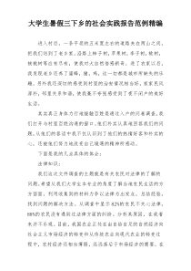 大学生暑假三下乡的社会实践报告范例精编