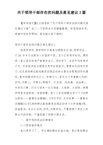 关于领导干部存在的问题及意见建议3篇