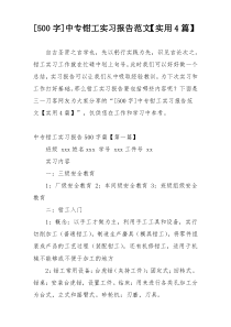 [500字]中专钳工实习报告范文【实用4篇】