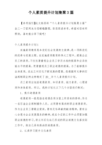 个人素质提升计划集聚3篇