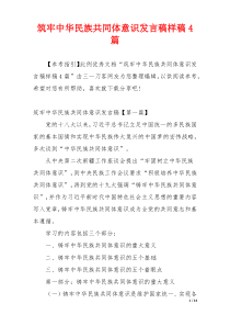 筑牢中华民族共同体意识发言稿样稿4篇