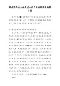 职务晋升在支部生活中的日常表现情况集聚3篇