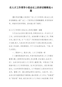 在人才工作领导小组会议上的讲话稿精选4篇